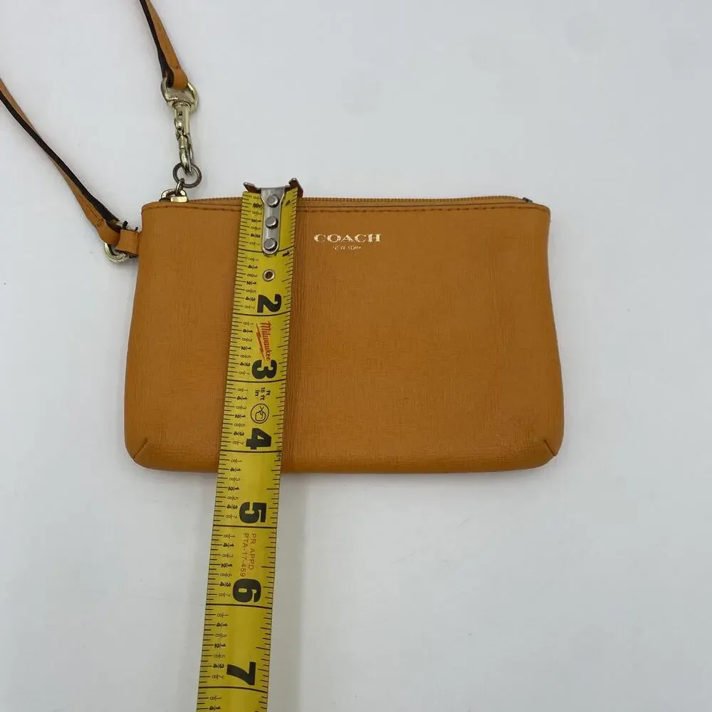 Vintage Coach Wristlet Orange Saffiano Leather Clutch